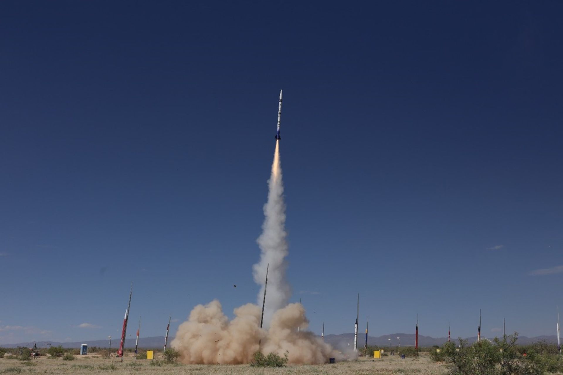 Rocket launching in deserted area