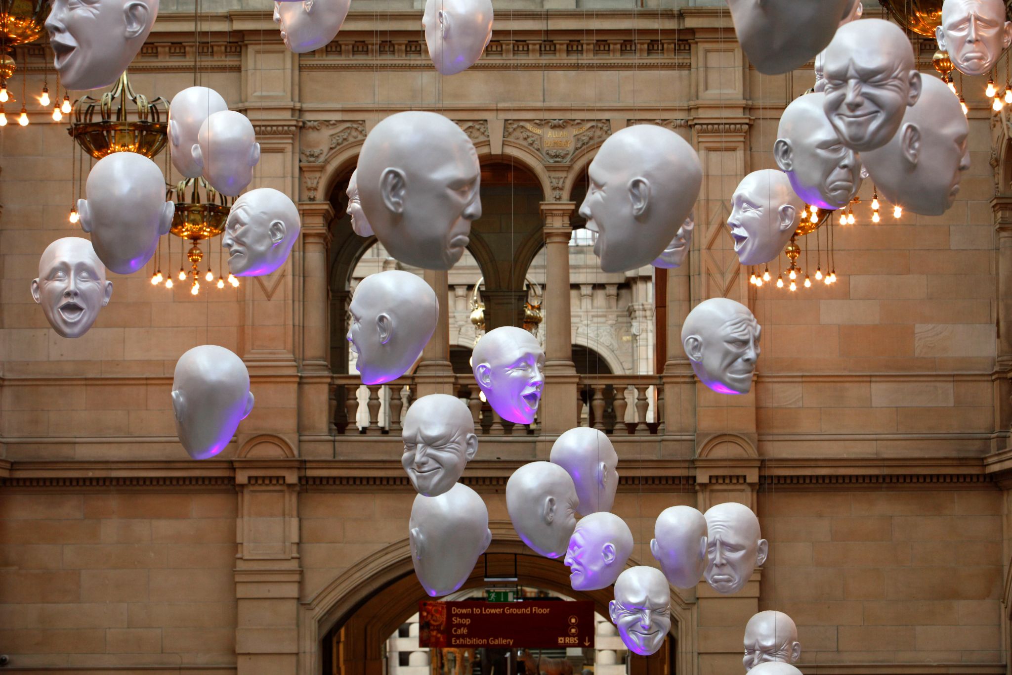 Sophie Cave’s Floating Heads at The Kelvingrove Art Gallery and Museum