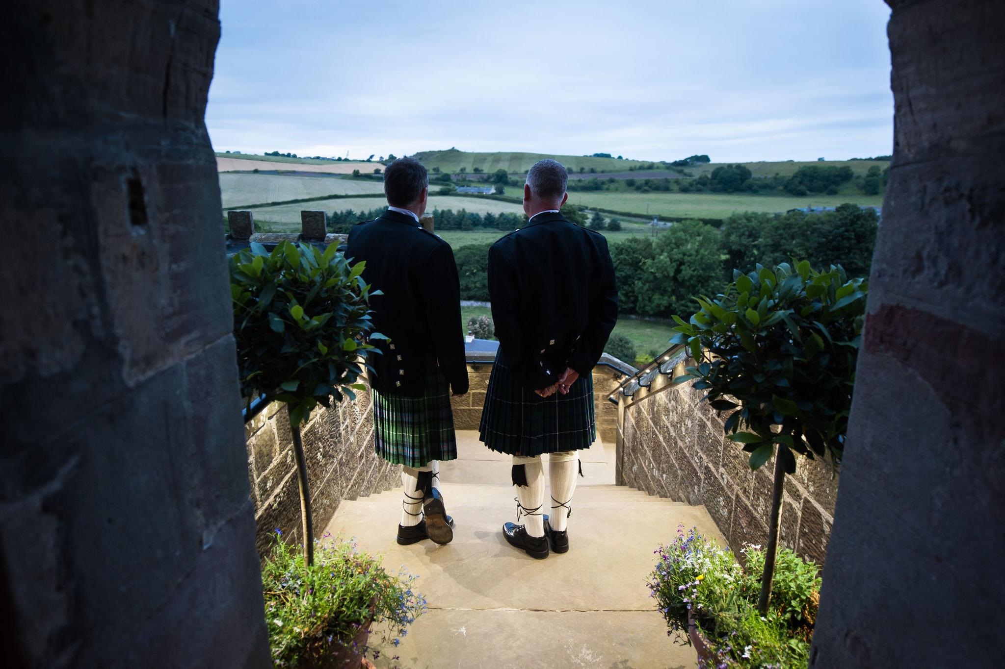 Delegates in kilts at Borthwick Castle